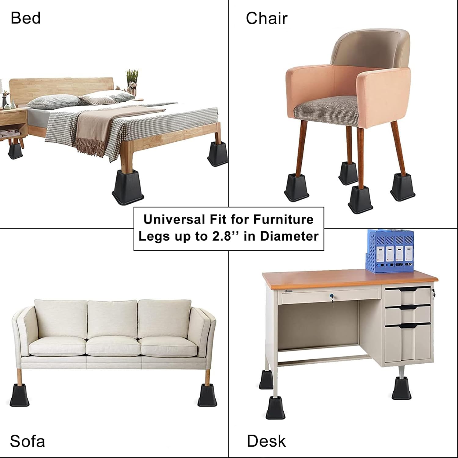 Equal to 1300 lbs bed risers stackable bed furniture risers heights of 4- 6- and 9-inch in US