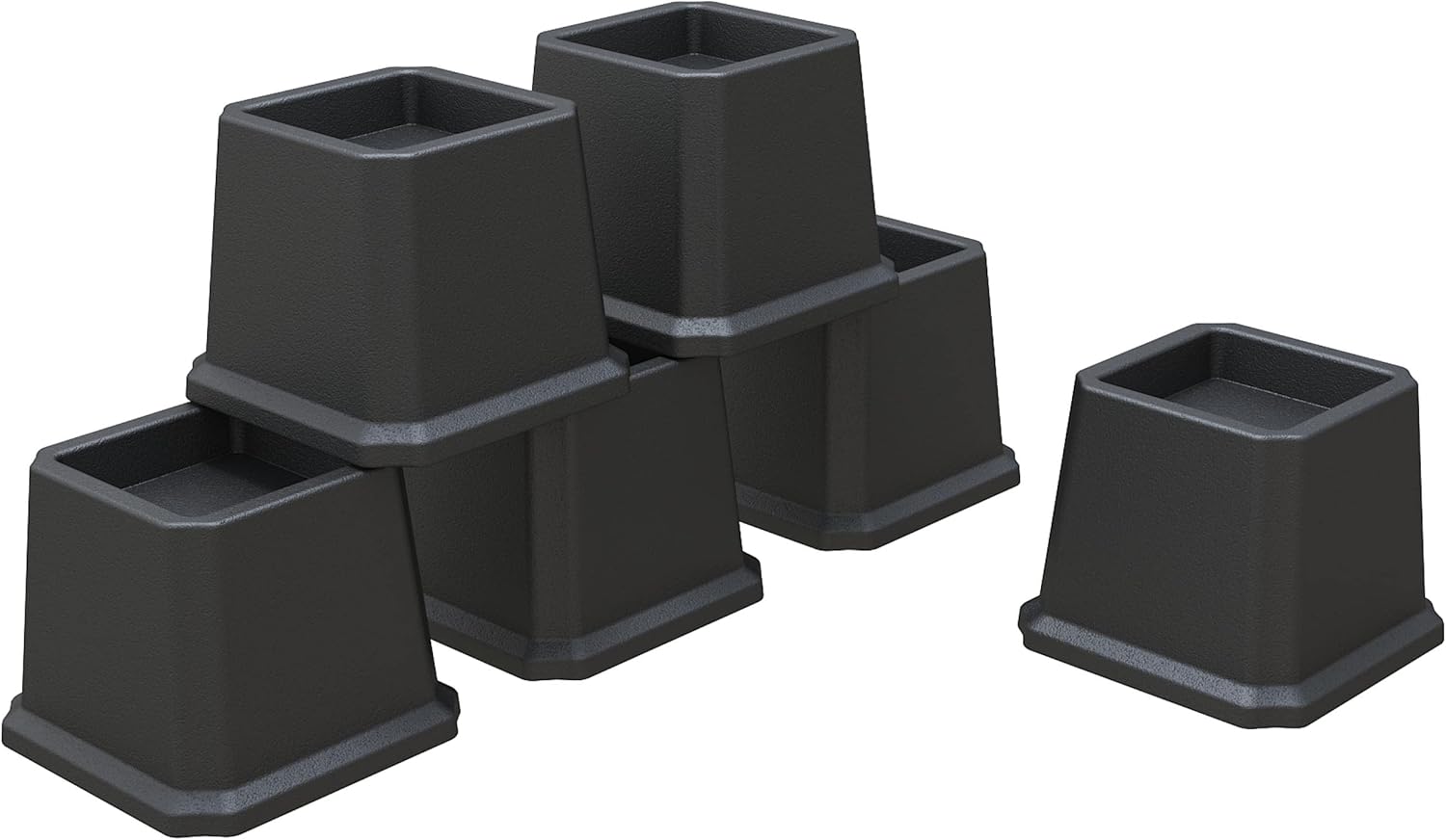 Whynonap Bed Risers Ultimate 3-Inch Heavy Duty Bed Elevators for Sofa Table Furniture Set of 6 for Up to 3000 Lbs Black