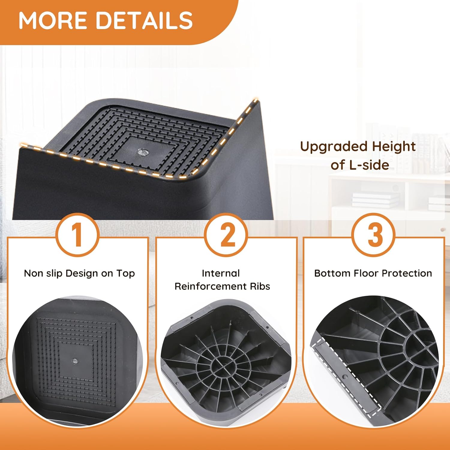 Sturdy Bed Risers Elevate Your Comfort with 6-Pack Support up to 6000 Lbs