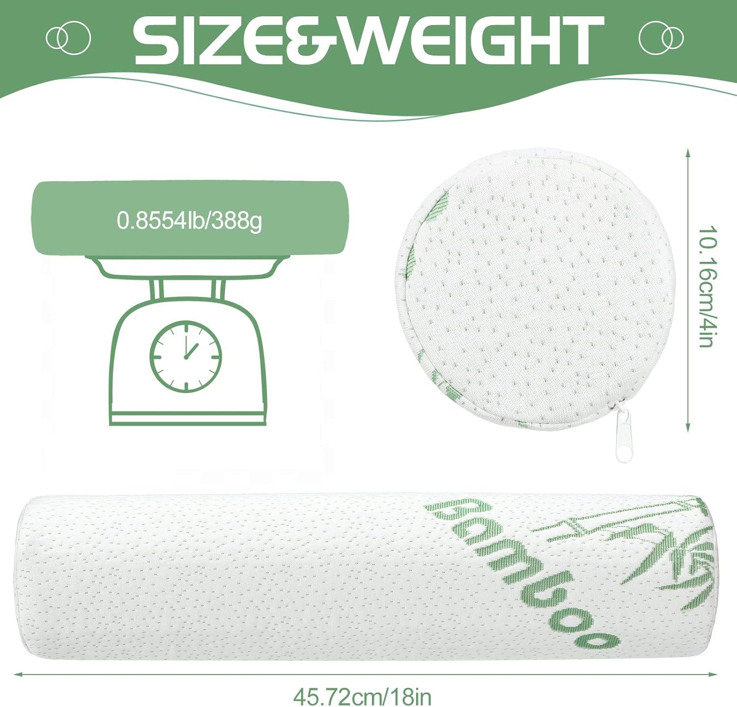 Bucherry Cervical Neck Roll Memory Foam Pillow - Supportive and Comfortable for Bed Travel and Yoga