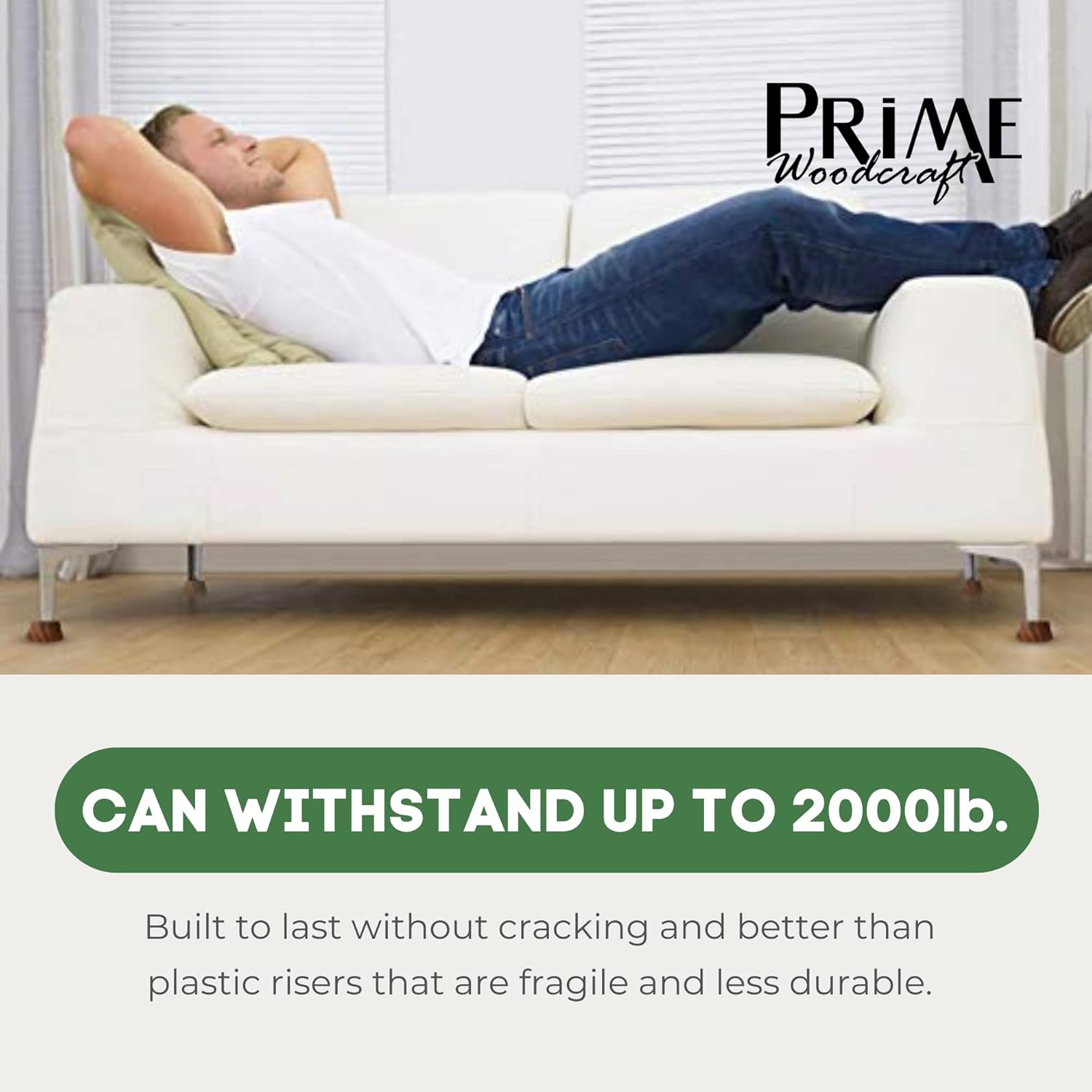 Premium Walnut Wood Furniture Risers - Extra 1 Inch Height Perfect for Cleaning Convenience