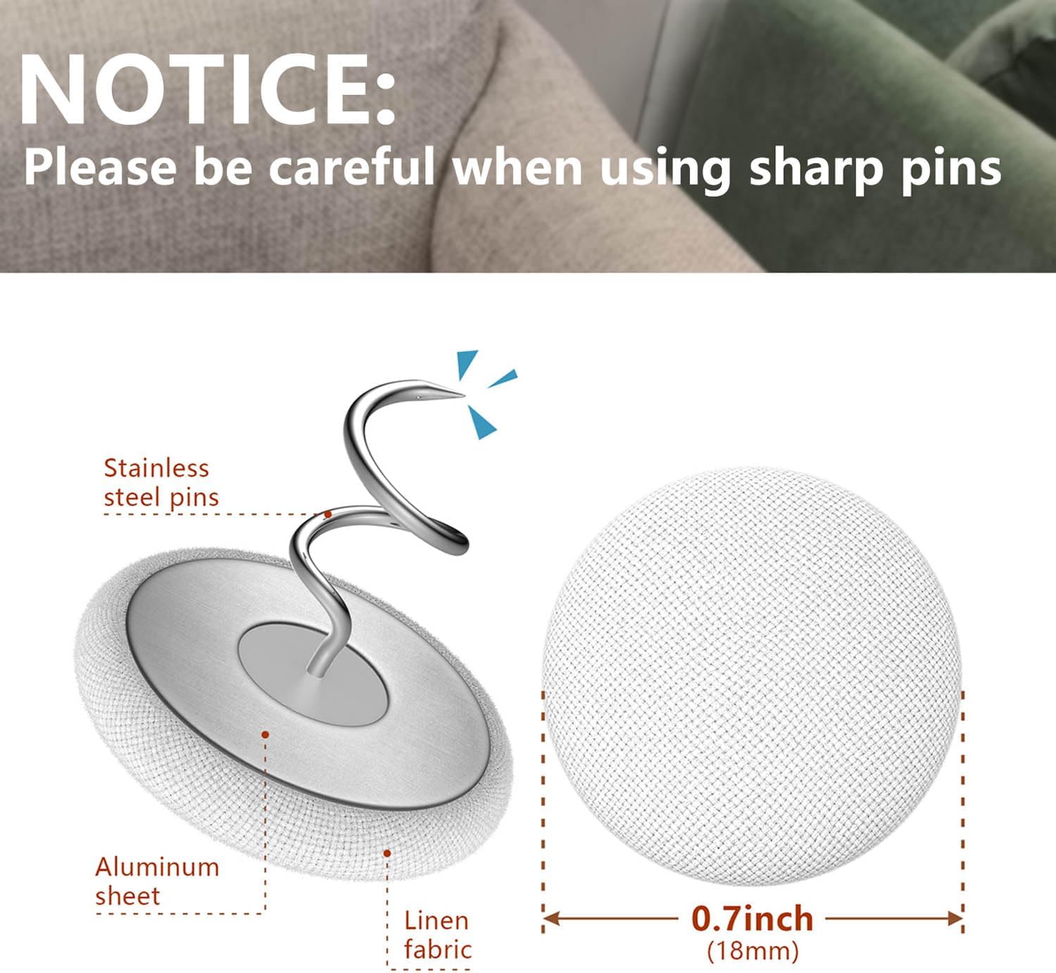 Linen Fabric Twist Pins 8 Colors - Bed Skirt Upholstery Pins