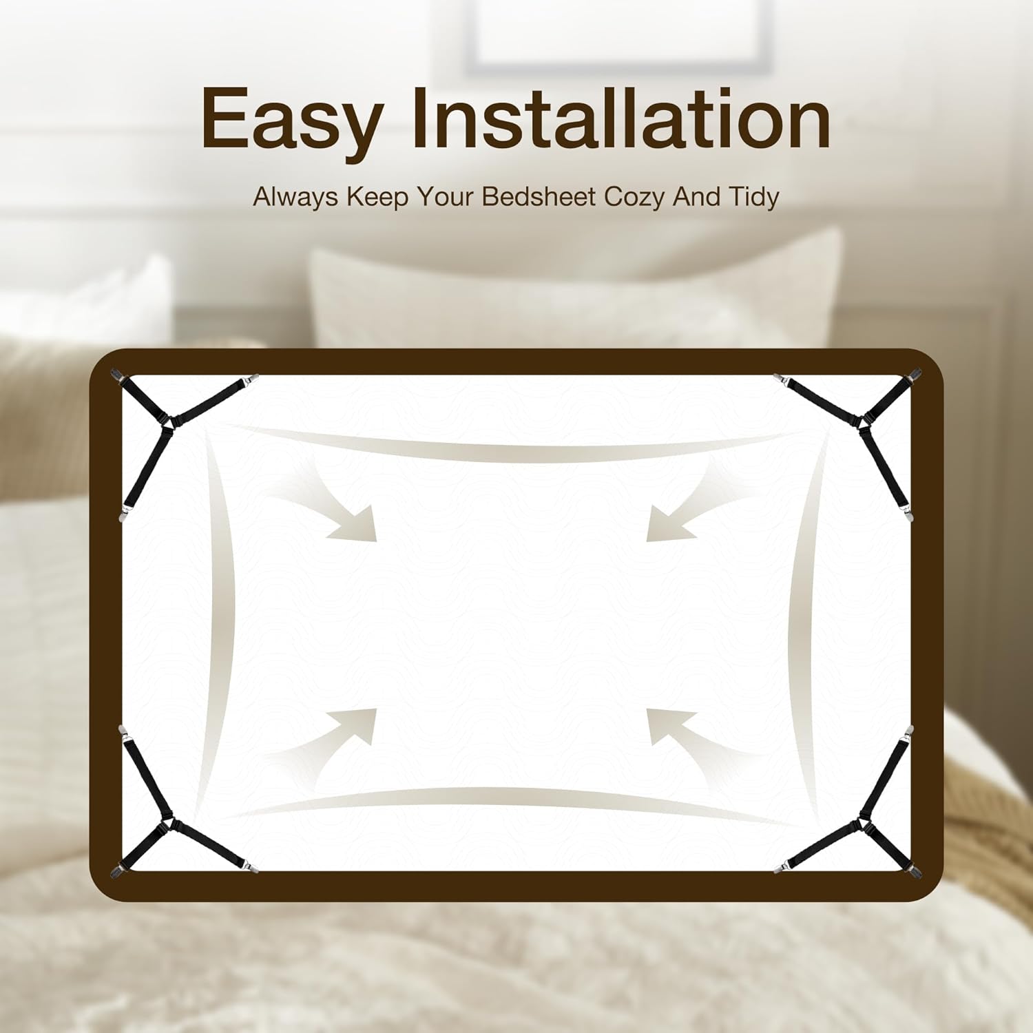 Jellymoni Bed Sheet Straps Easy to Install Durable Fasteners for a Cozy Sleep