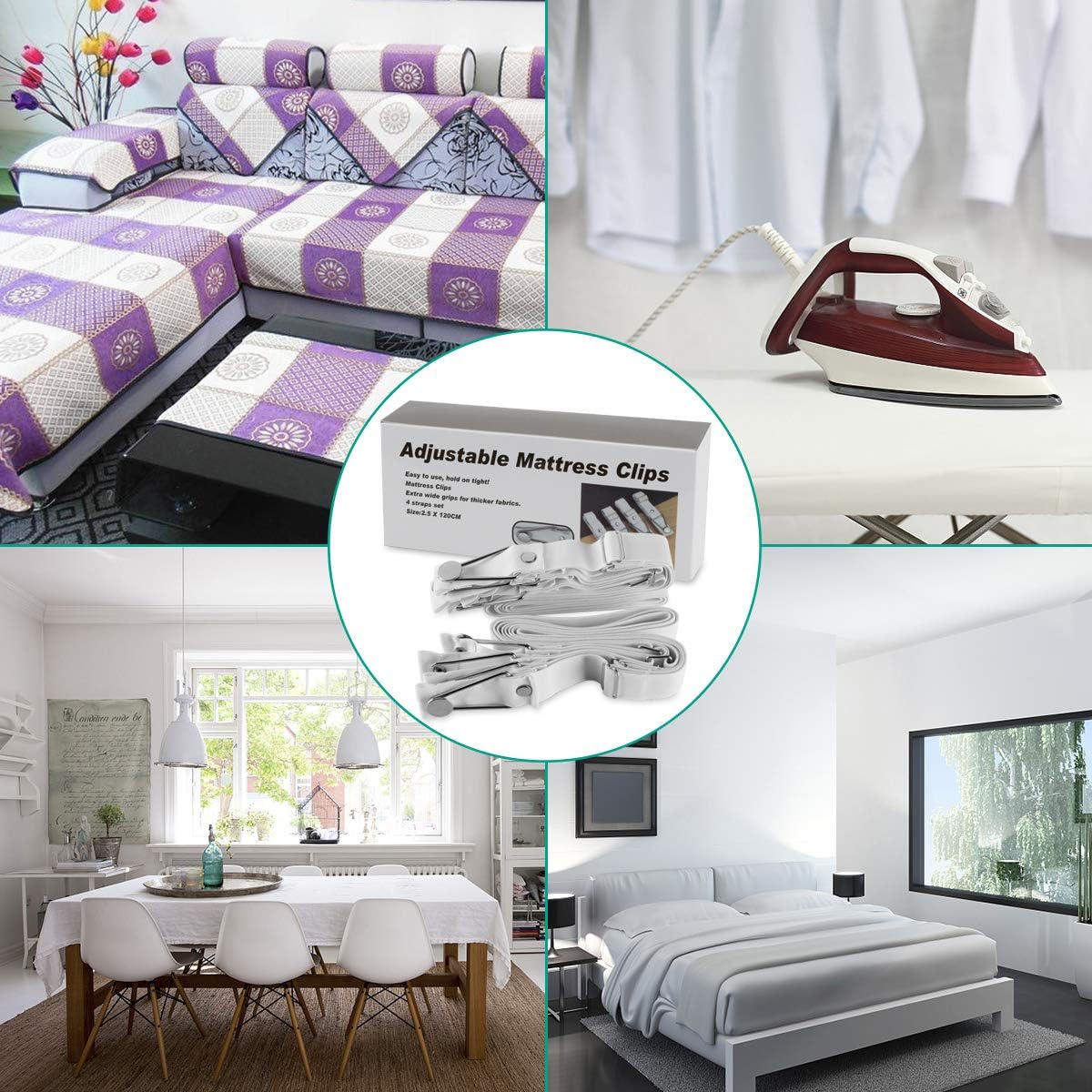 Adjustable Bed Sheet Holder Straps Secure Snap Closure for Fitted Sheets More Set of 4