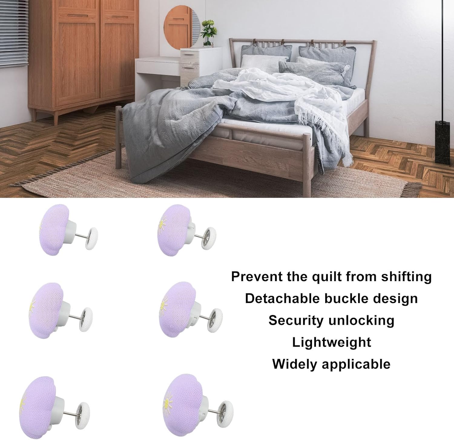 16Pcs Duvet Cover Fasteners Perfectly Aesthetic Secure Bedding on All Bed Sizes