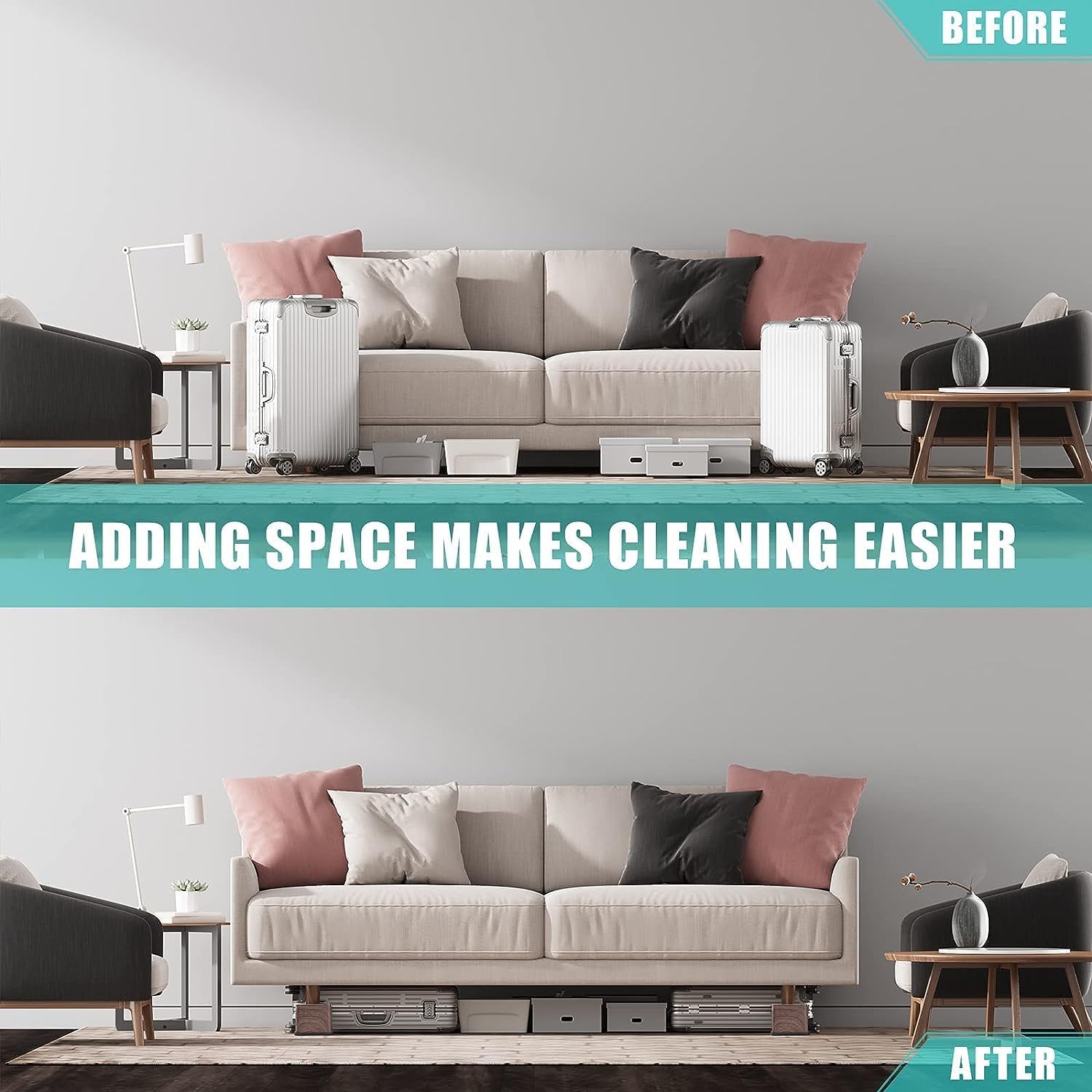 Exceptional 3-Inch Stackable Bed Risers Heavy Duty with Real-Woodprint Elevate Your Comfort