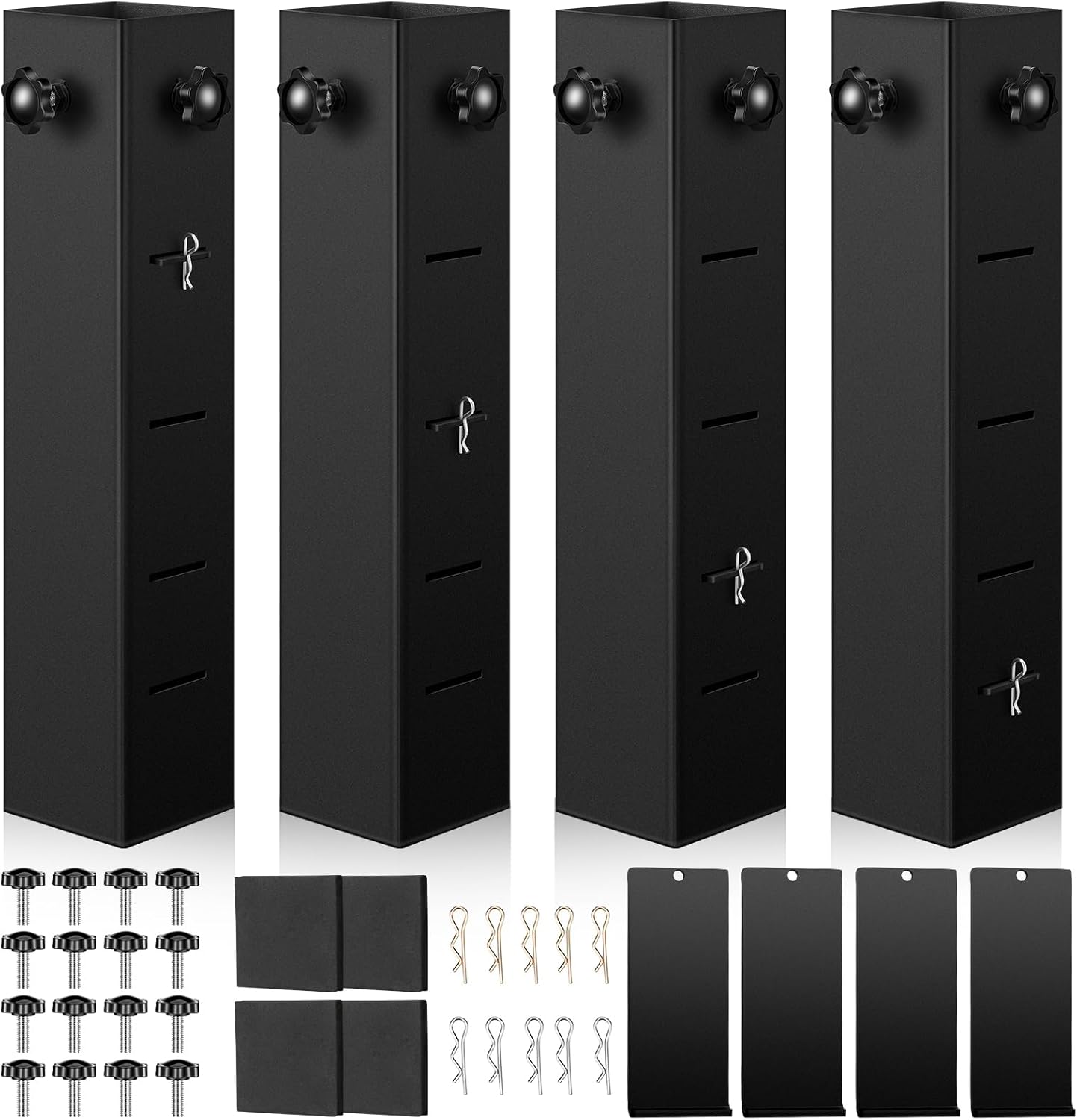 4 Pack Metal Bed Riser for Dorm Room 315 Inch Diameter Square Carbon Steel Adjustable Height Bed Risers