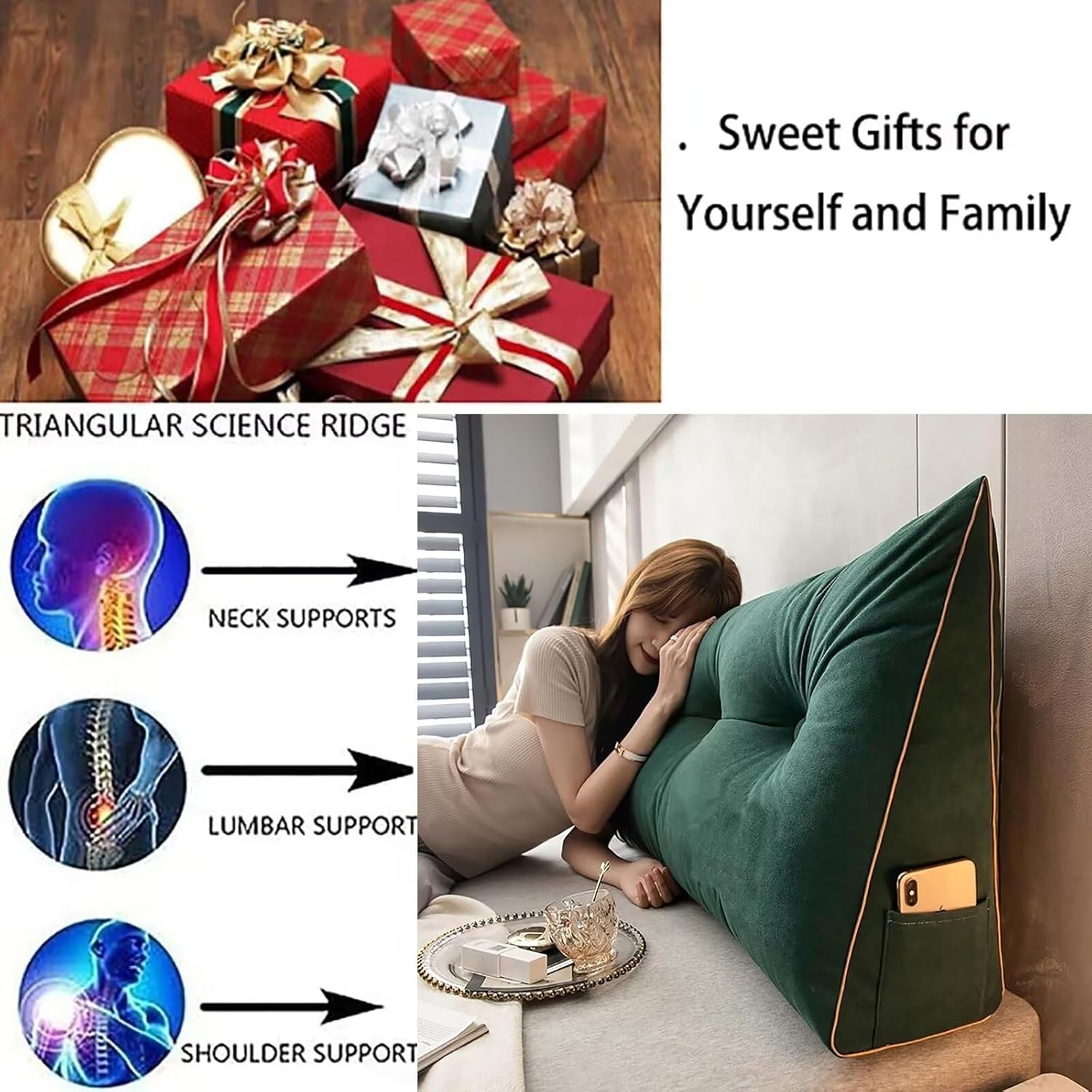 Hyper-Comfortable Wedge Pillow for Reading Support Easy to Clean Multiple Uses