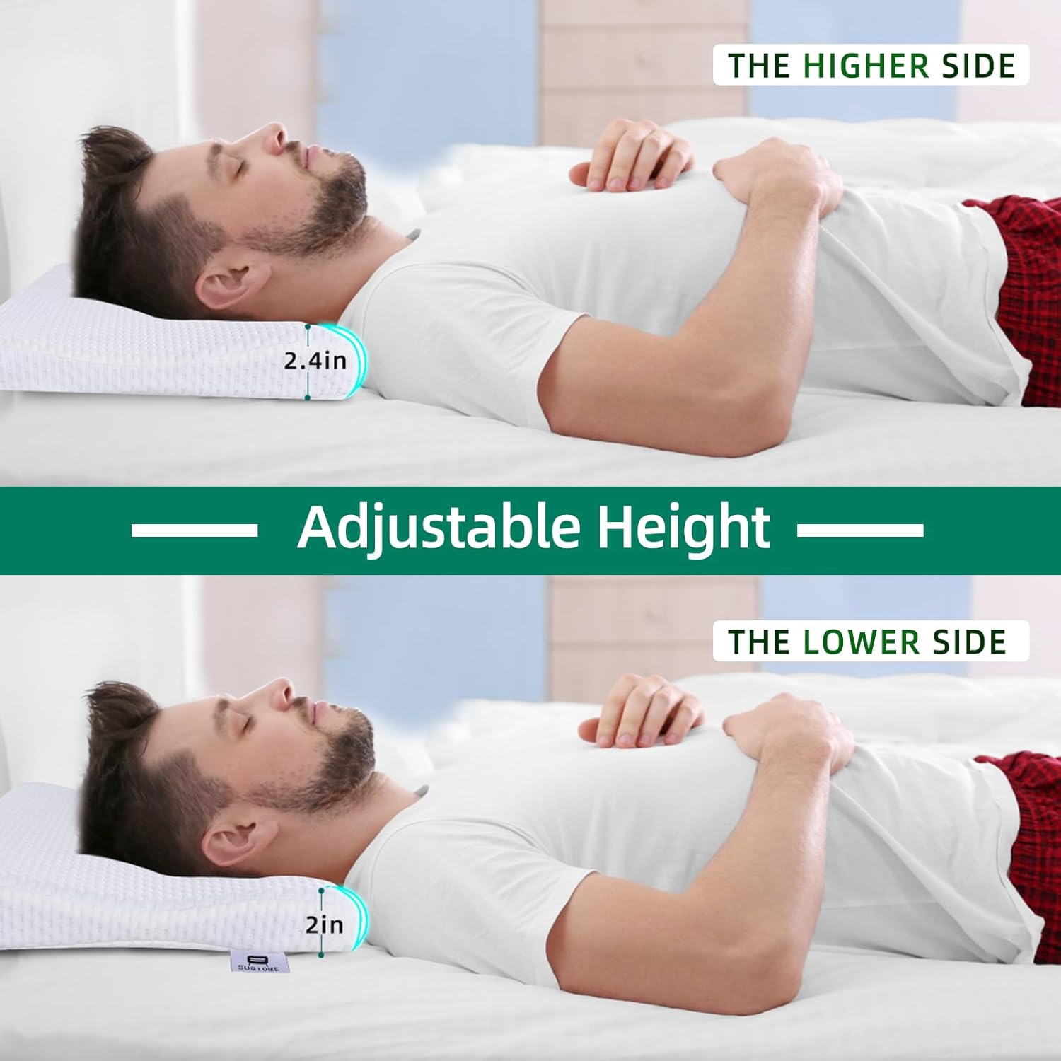 SUQ I OME Ultra Thin Memory Foam Pillow for Neck Pain Relief