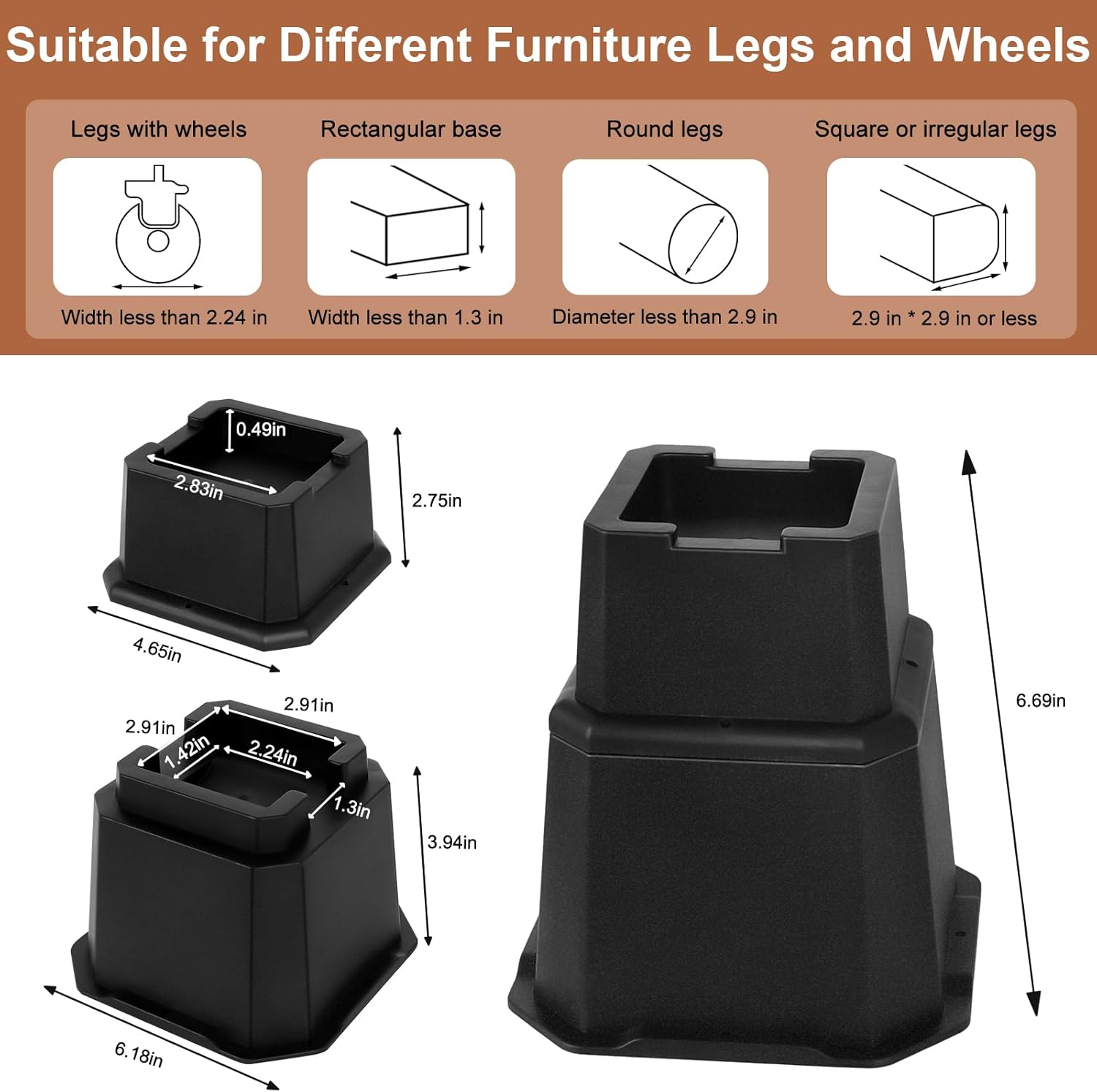 Adjustable Bed Riser Elevator - Shouwuhho Best Bed riser for Sofa Couch Table Raise Save Space