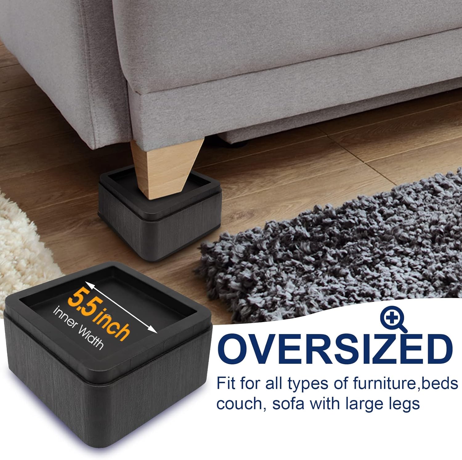 Premium 3-Inch Over_SIZE Bed Riser for 6000lbs with Stackable Design