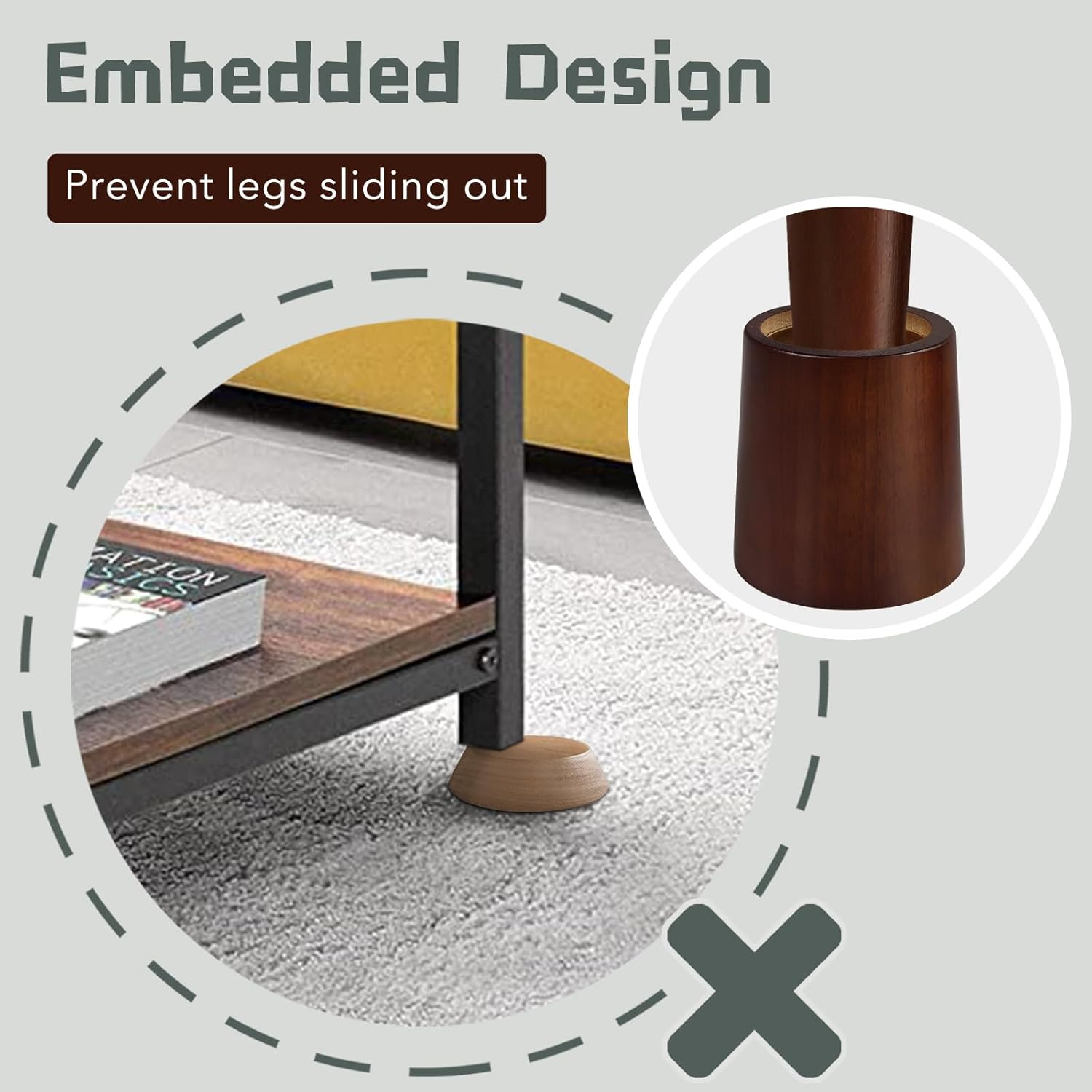 Elevate Your Space - Heavy Duty Office Bed Risers - 4-Inch Wooden Riser Modern Mid-century Style Prism Storage