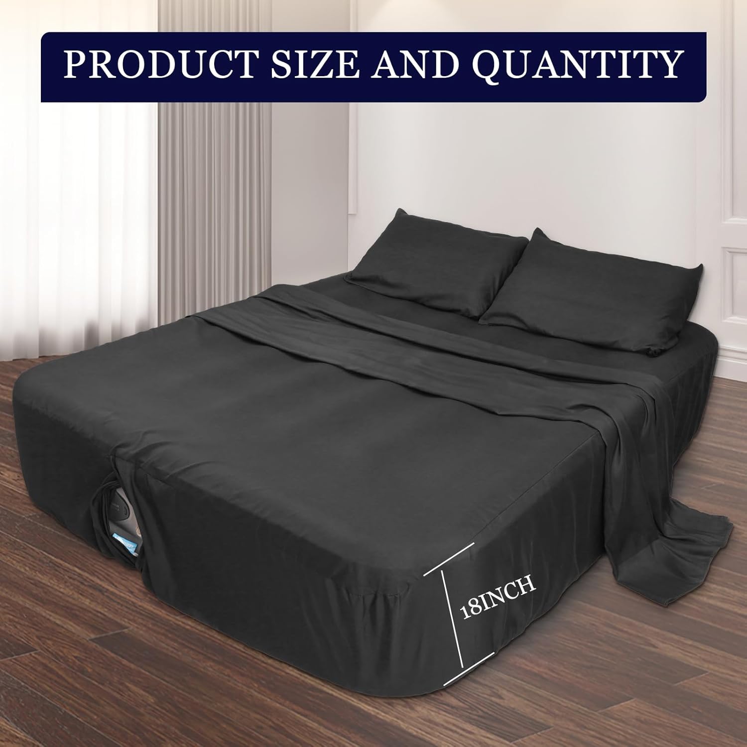 AEHISDHIE Extra Deep Pocket Air Mattress Sheets for Inflatable Mattresses Twin Set Black