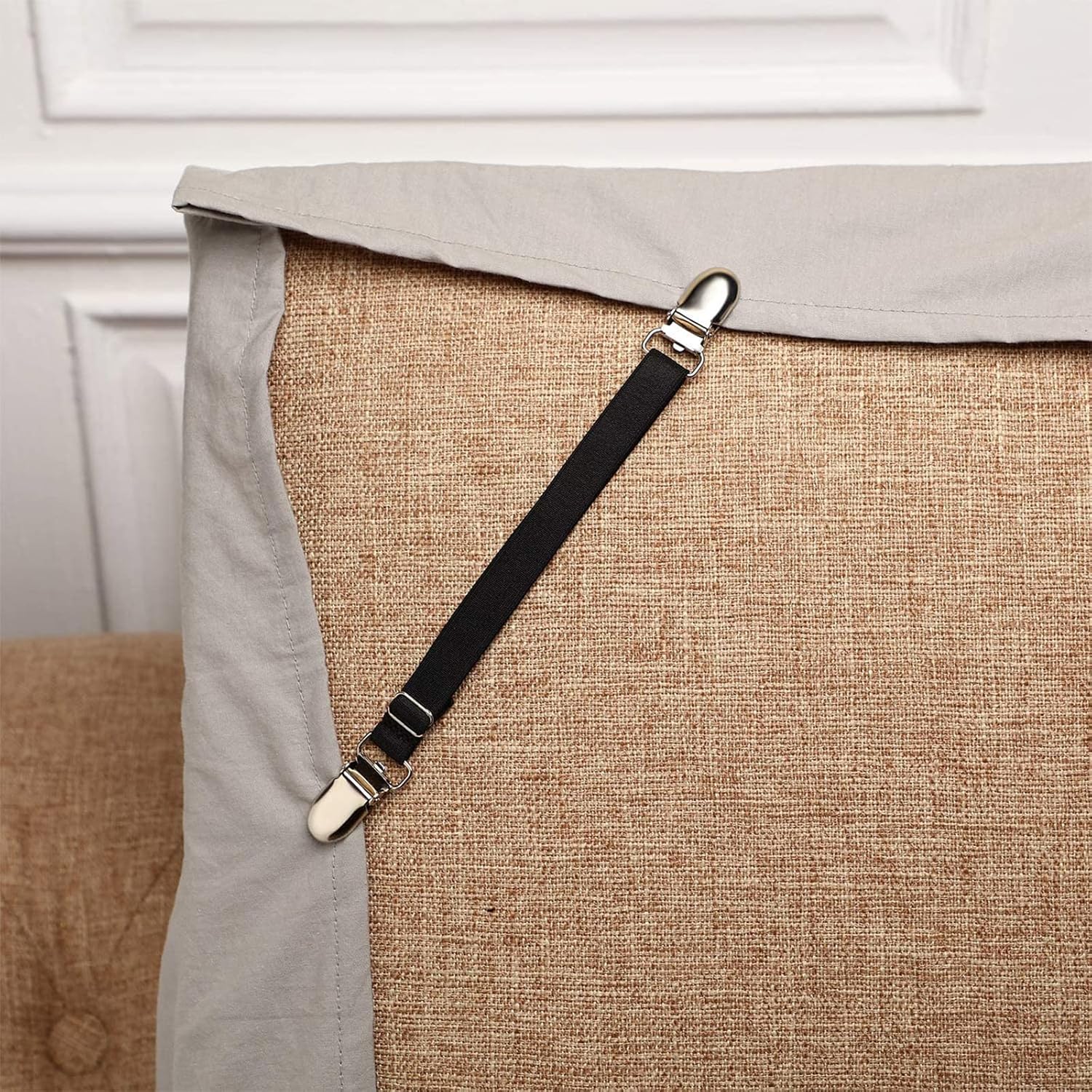 12-Piece Black Bed Sheet Clips Corner Fasteners for Home Use