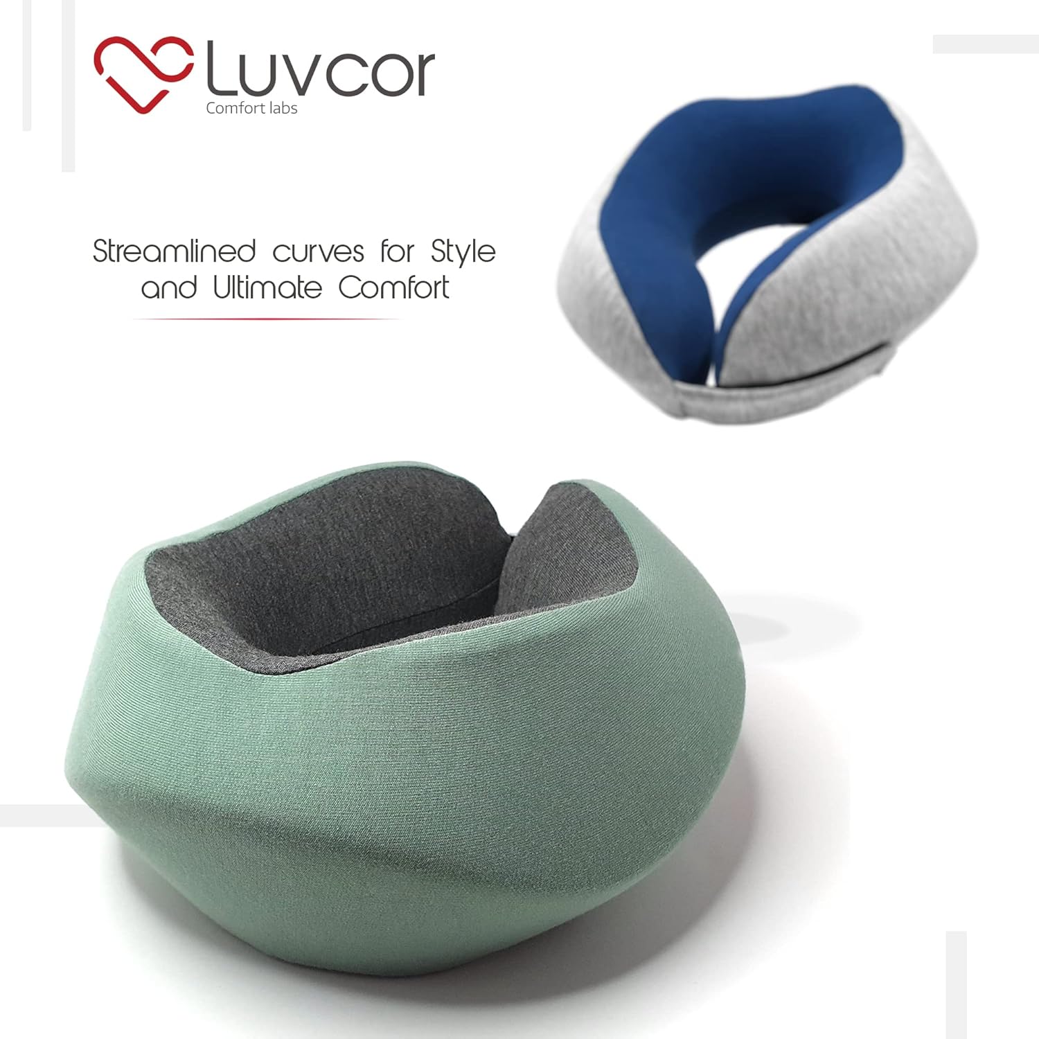 Perfect Memory Foam Travel Neck Pillow - Ergonomic Design Compact Comfortable Imperial Green