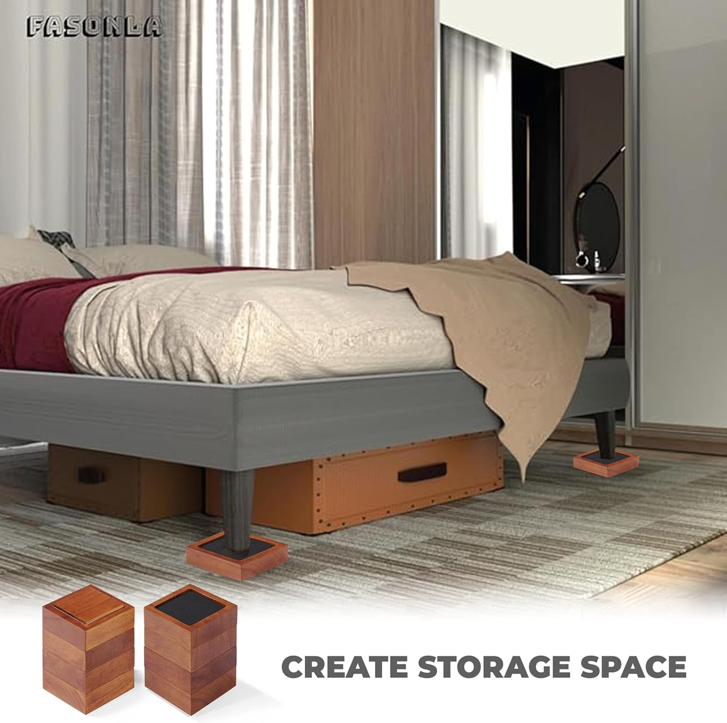 Sturdy Bed Risers 1-3 Inches for Enhanced Stability in Your Bedroom or Living Area