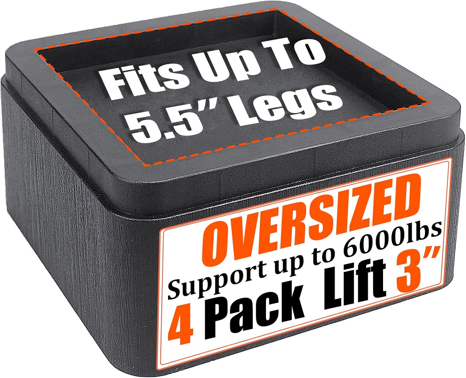 Premium 3-Inch Over_SIZE Bed Riser for 6000lbs with Stackable Design