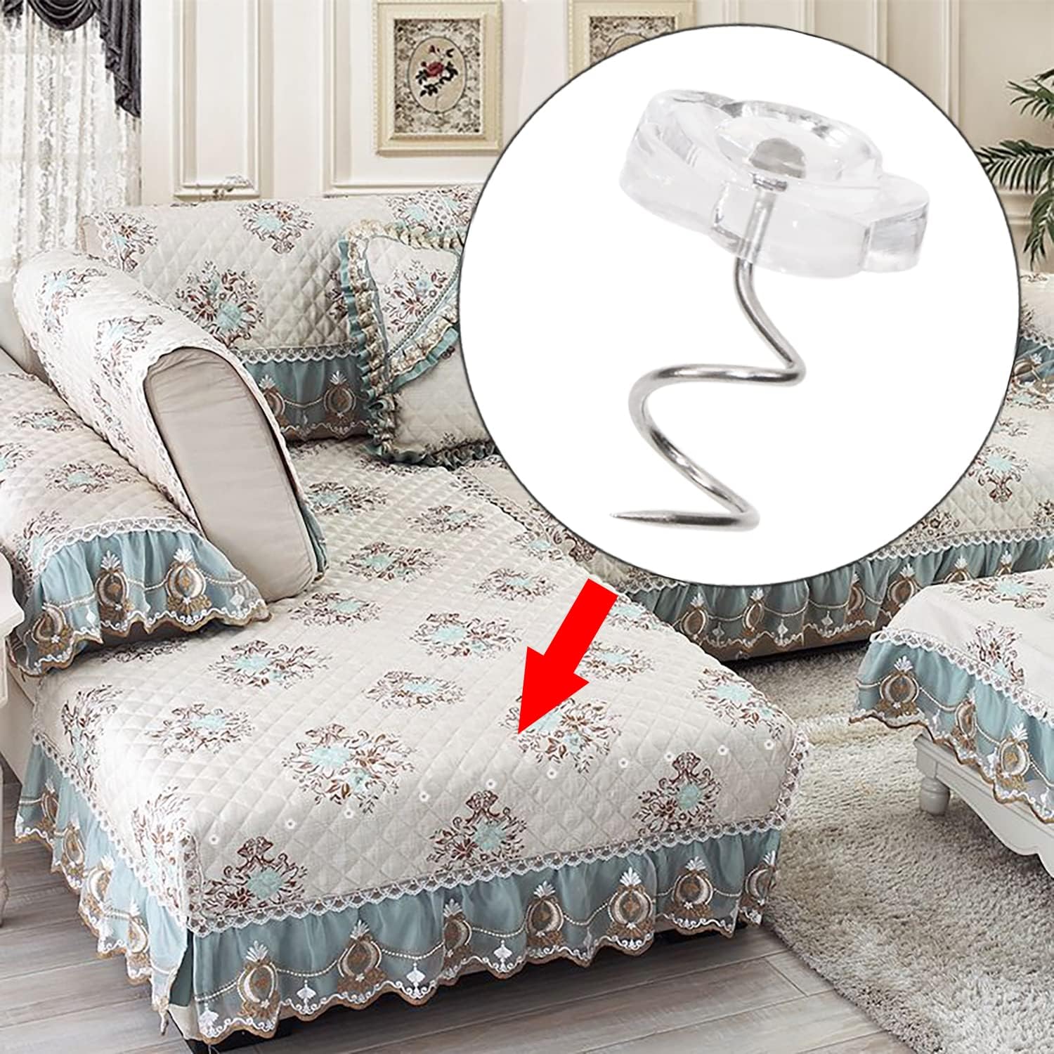 Mini Skater 30-Piece Rose Twist Pins with Metal Heads for Sofa Bed Car Covers