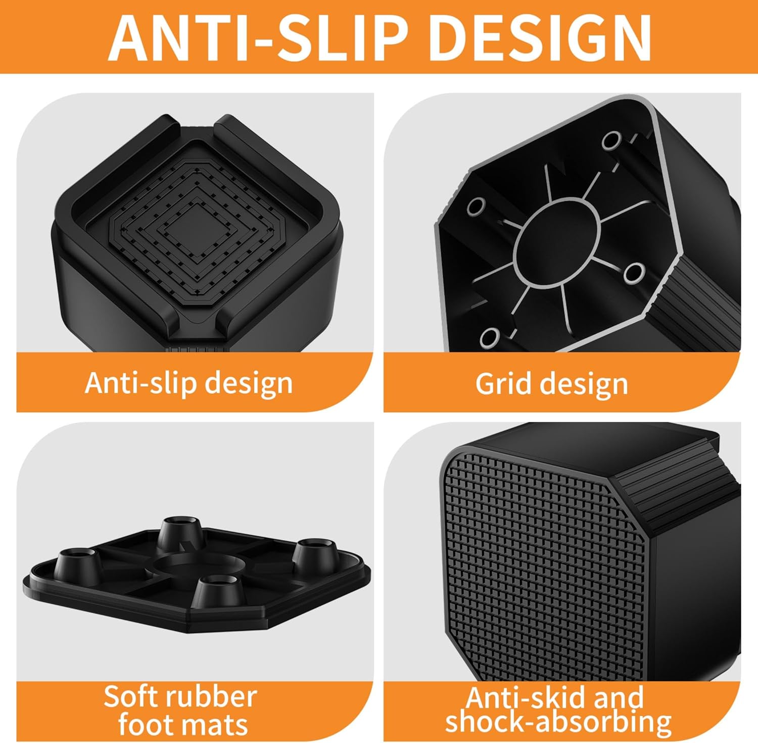 Enhance Your Space with MAYZOLOP Bed Risers 2-Inch 4-Pack Durable Heavy Duty and Perfect for Stacking Storage