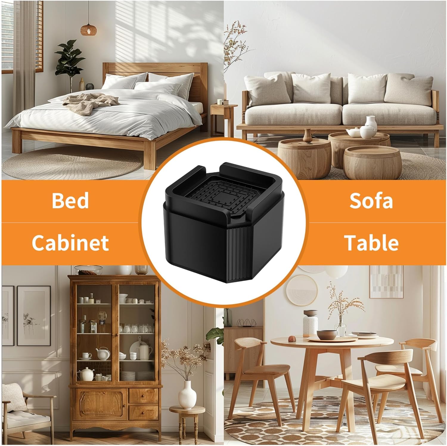 Enhance Your Space with MAYZOLOP Bed Risers 2-Inch 4-Pack Durable Heavy Duty and Perfect for Stacking Storage