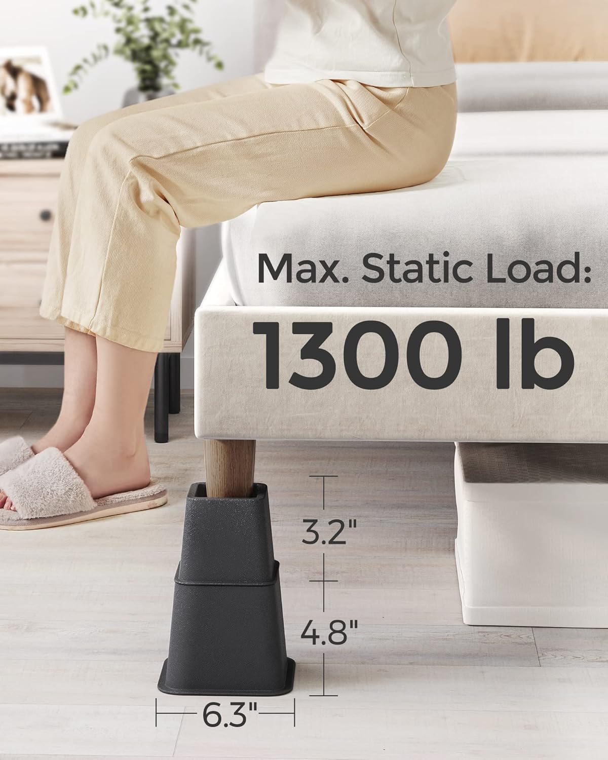 SONMGICSBed Risers - 8-inch Tall Heavy Duty Secure Bed Lifts for Home Kitchen