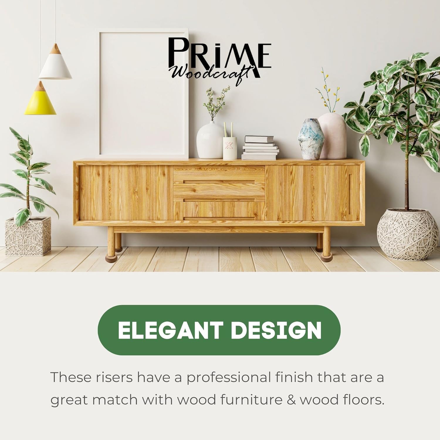 Premium Walnut Wood Furniture Risers - Extra 1 Inch Height Perfect for Cleaning Convenience