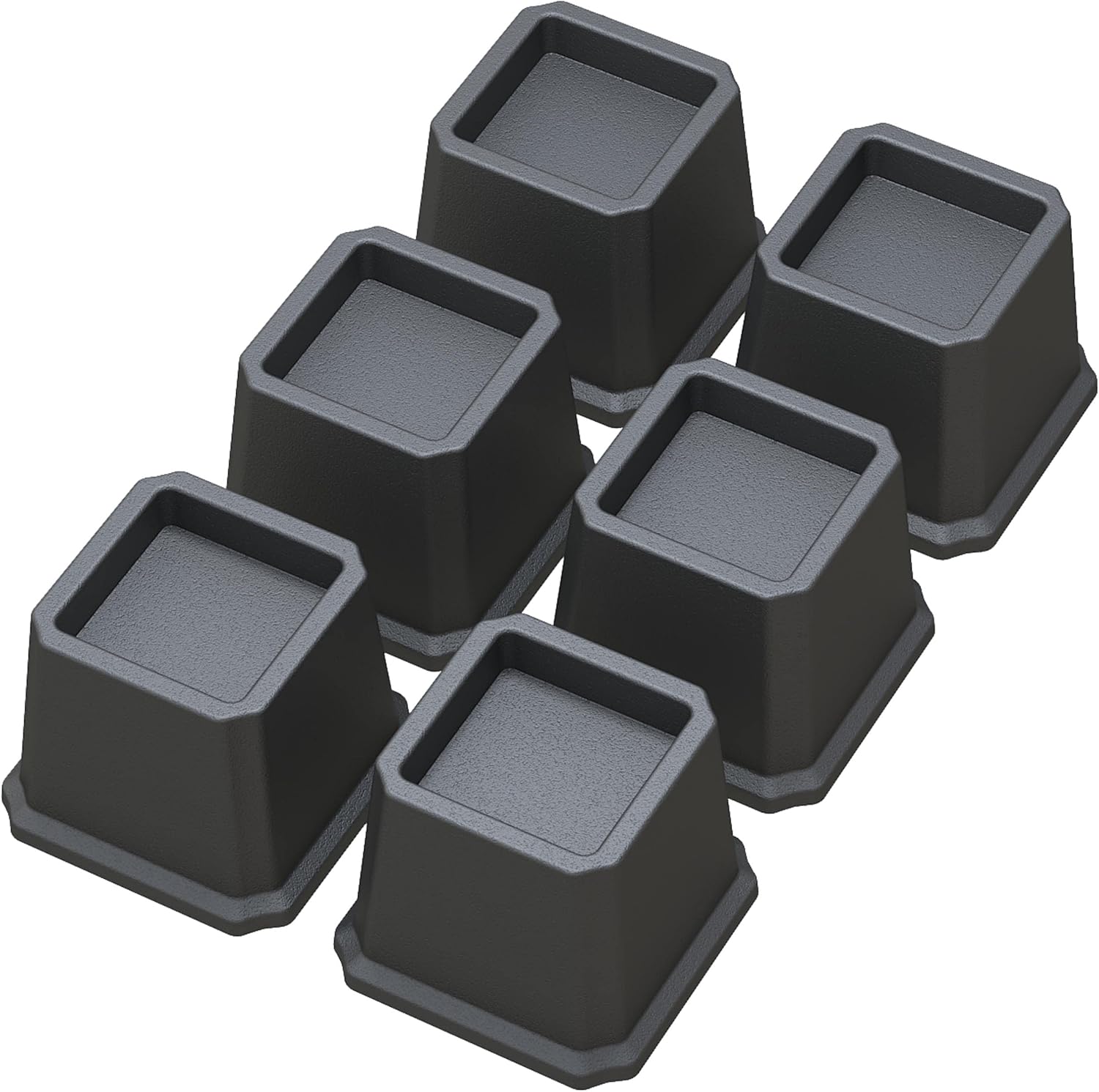 Whynonap Bed Risers Ultimate 3-Inch Heavy Duty Bed Elevators for Sofa Table Furniture Set of 6 for Up to 3000 Lbs Black