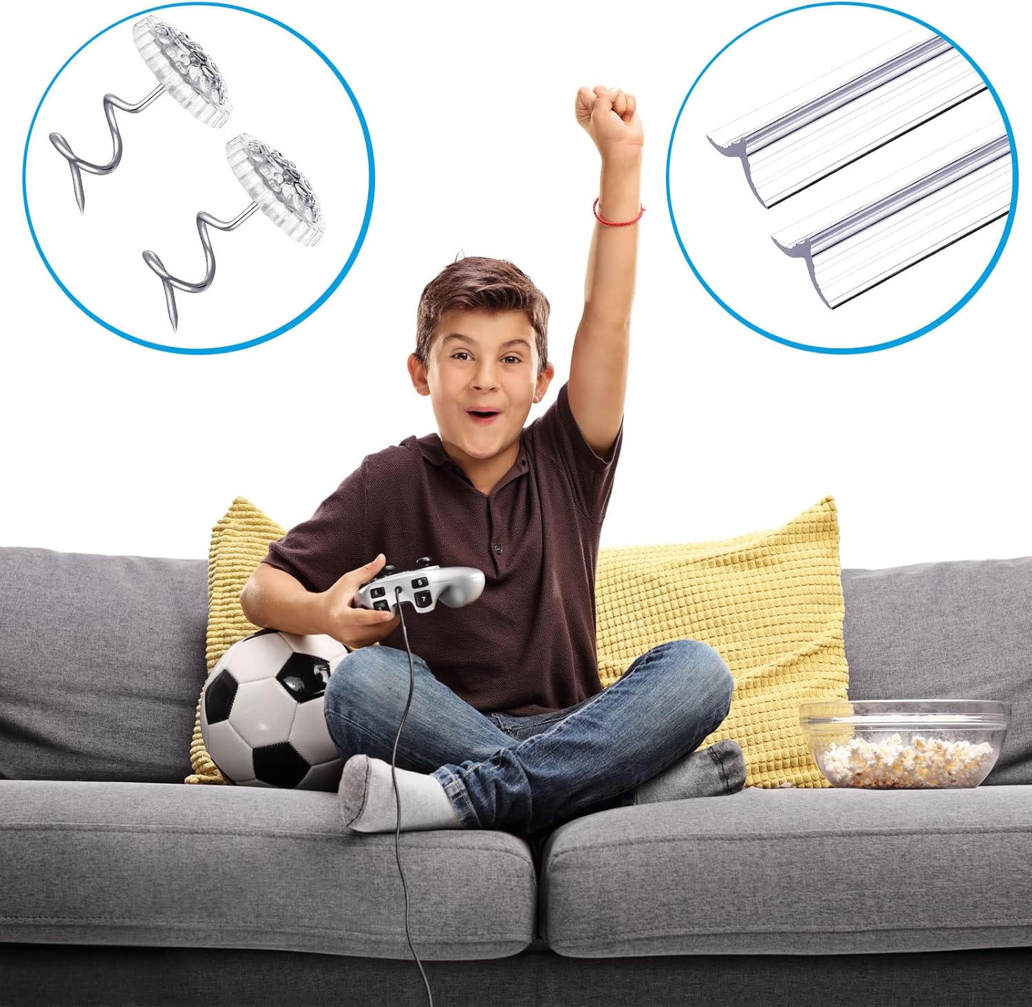 55-Piece Slipcover Set for Sofa Sectional Bed - Tuck Grips Dust Ruffle Pins Decorative Sofa Covers