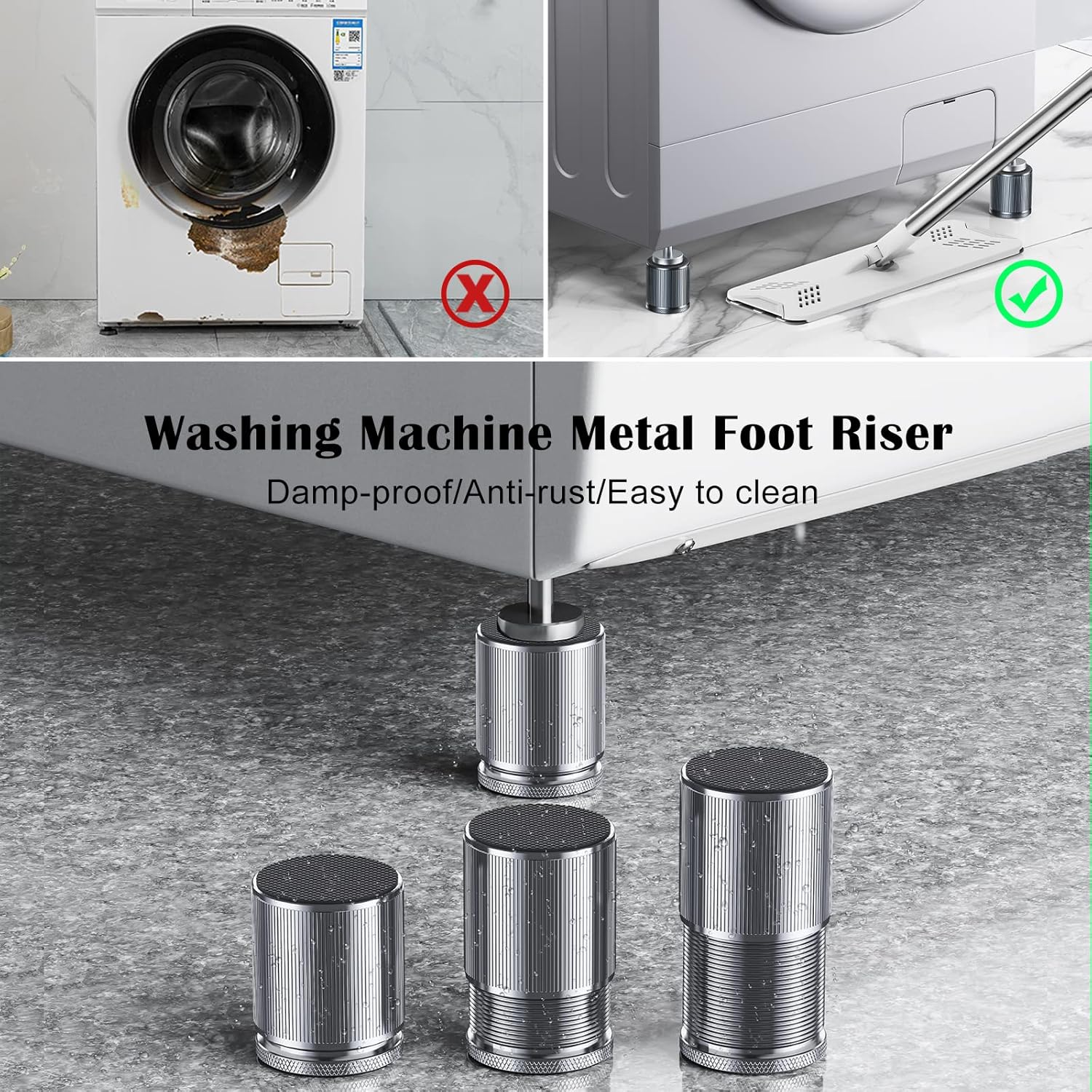 XuenairMetal Bed Risers 4 x 3 inch Adjustable Bed Risers for Sofa dresser Table TV Cabinet