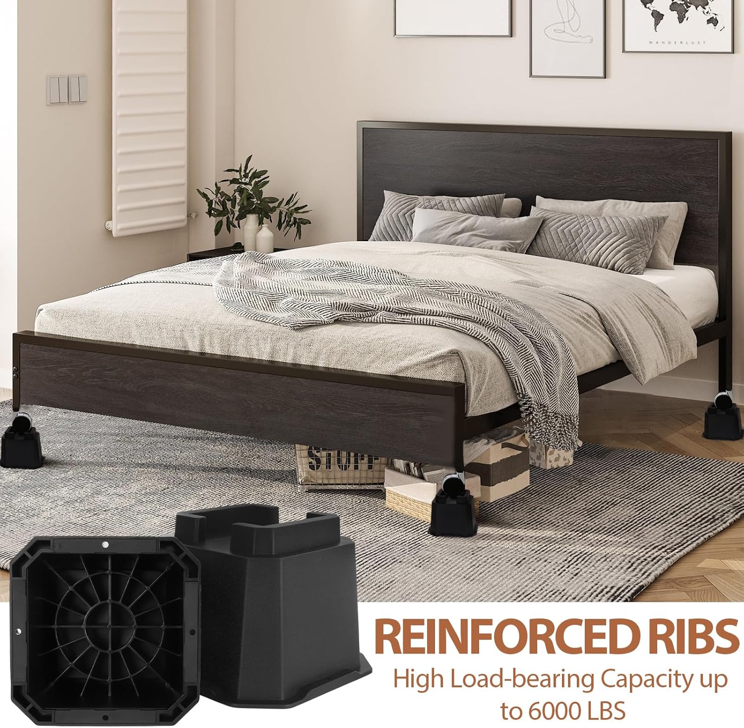 Adjustable Bed Riser Elevator - Shouwuhho Best Bed riser for Sofa Couch Table Raise Save Space