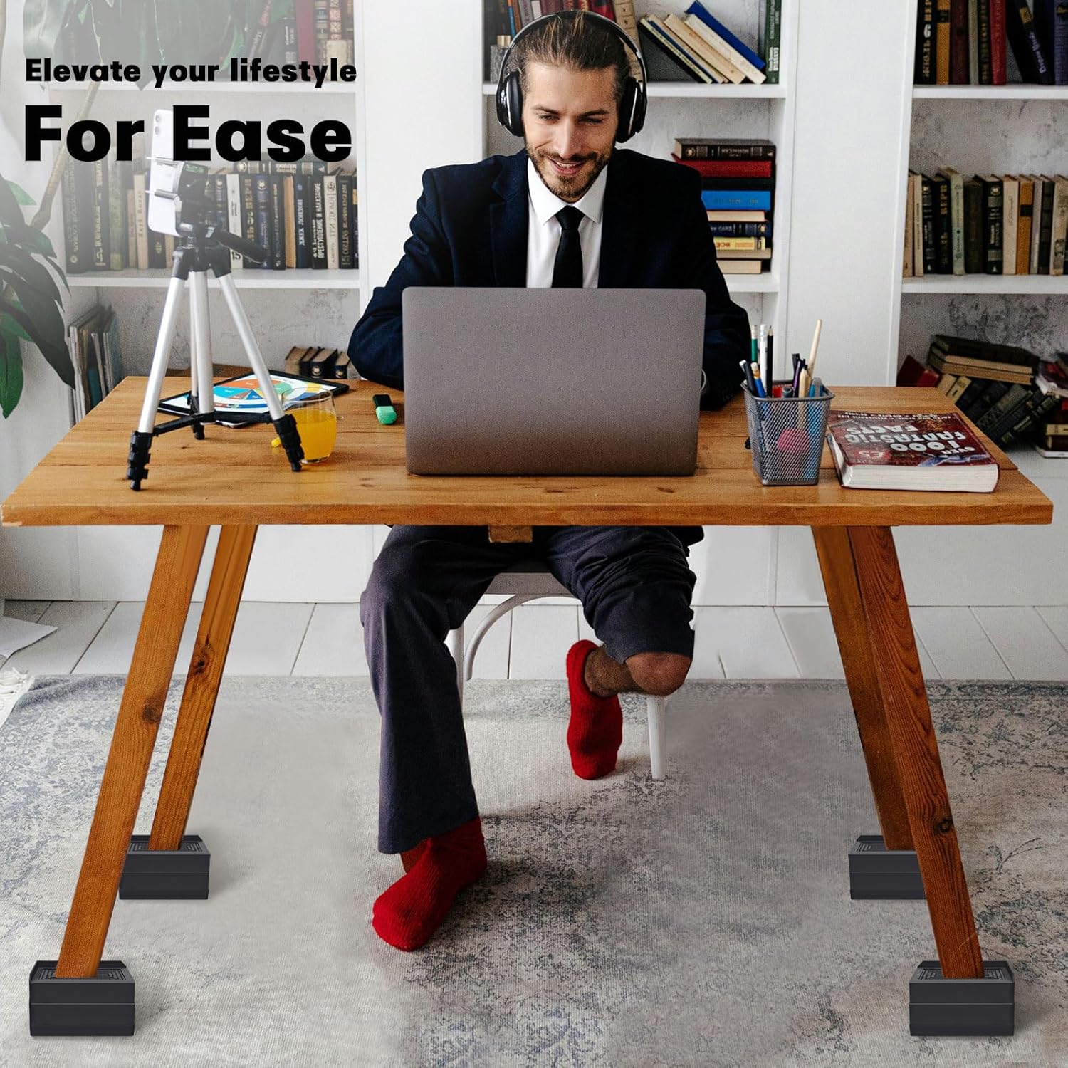 Sturdy Heavy Duty Bed Risers for Beds Sofas and Tables 4-Pack with Non-Slip Design