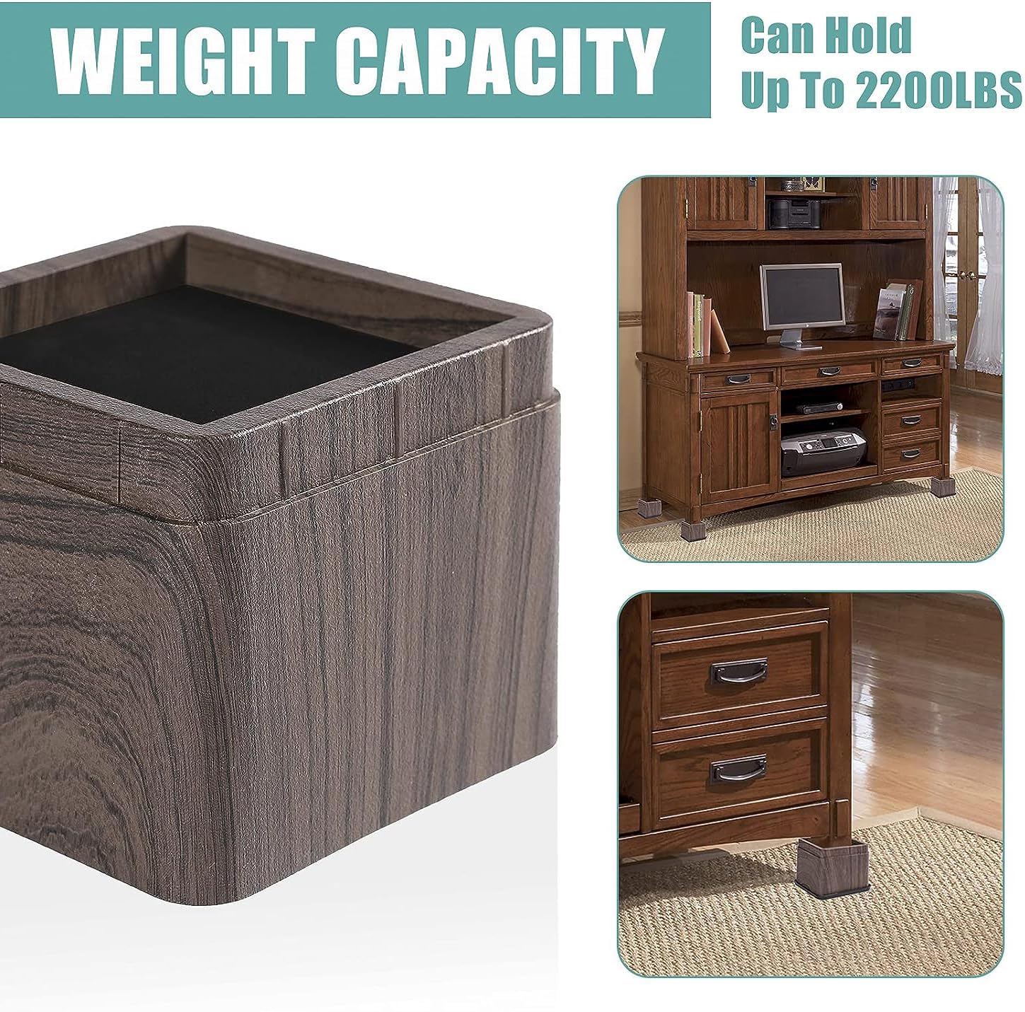 Exceptional 3-Inch Stackable Bed Risers Heavy Duty with Real-Woodprint Elevate Your Comfort