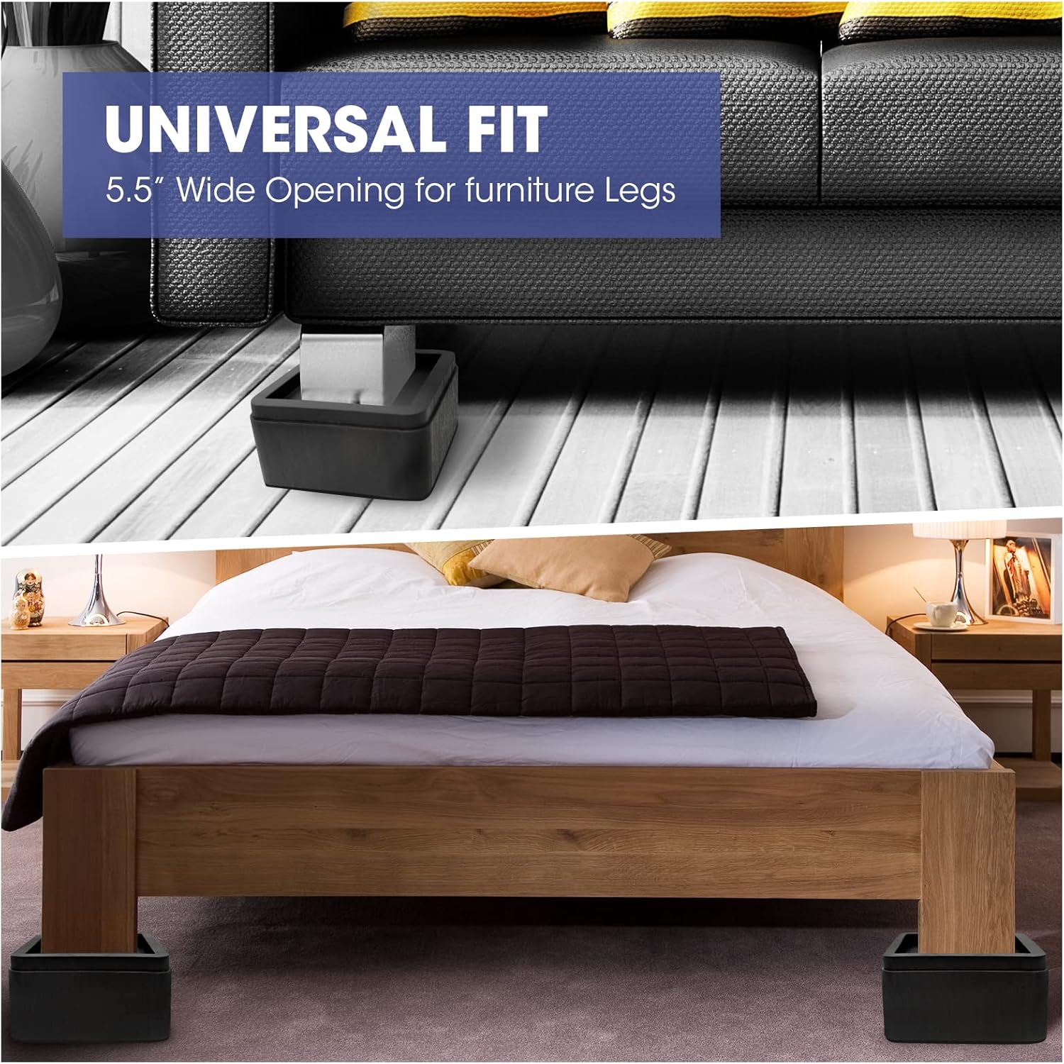 Premium 3-Inch Over_SIZE Bed Riser for 6000lbs with Stackable Design
