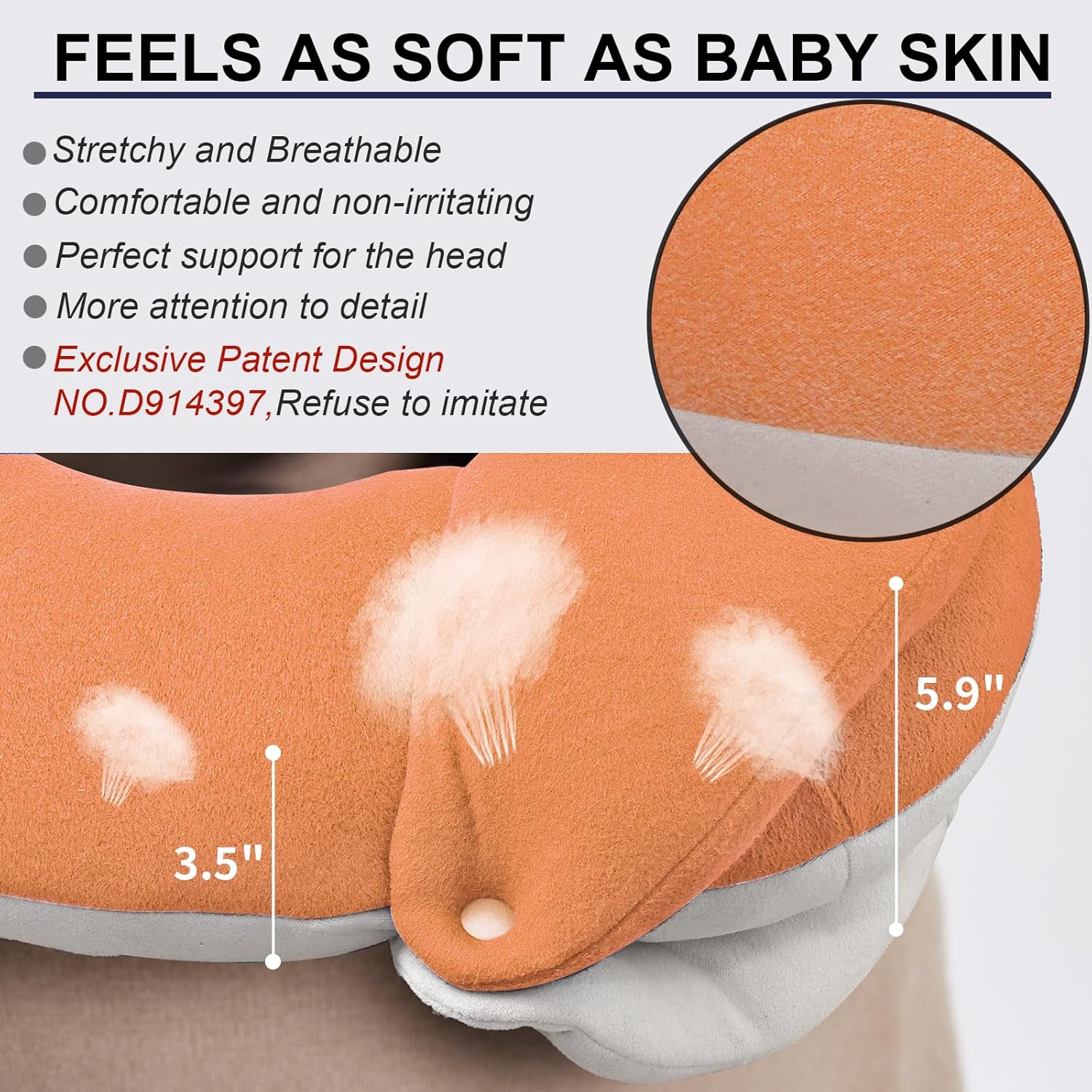 Travel Neck Pillow for Adults Ergonomic 360 Head Support Skin-Friendly Breathable