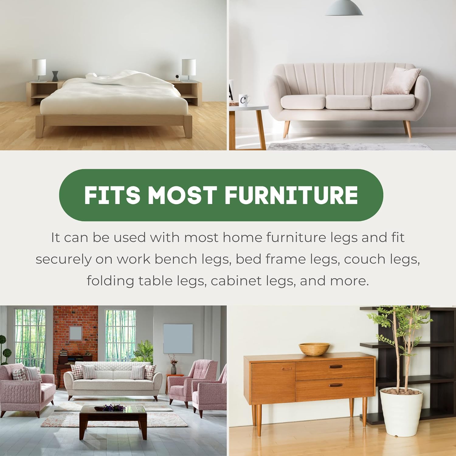 Premium Walnut Wood Furniture Risers - Extra 1 Inch Height Perfect for Cleaning Convenience