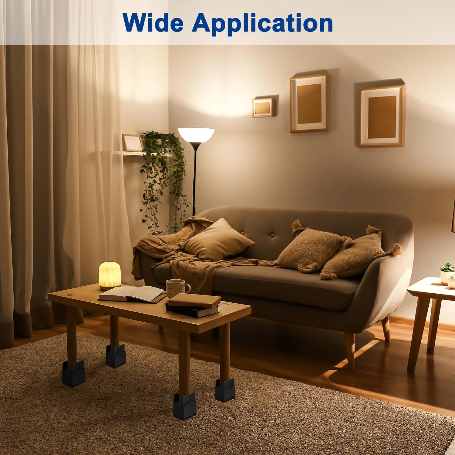 4-Piece Black Bed Risers Adjustable Sturdy for 5000 lbs Perfect for Home Kitchen