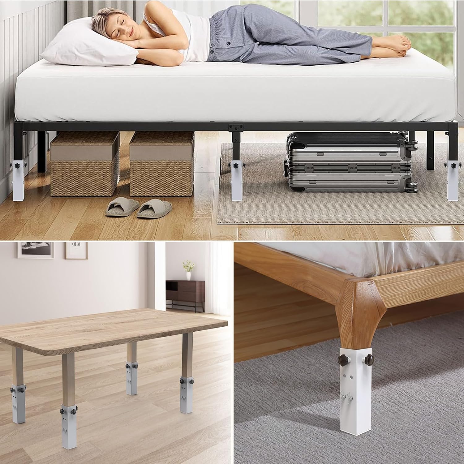 4-Piece Metal Dorm Bed Risers 23 Diameter Riser for College Dorm