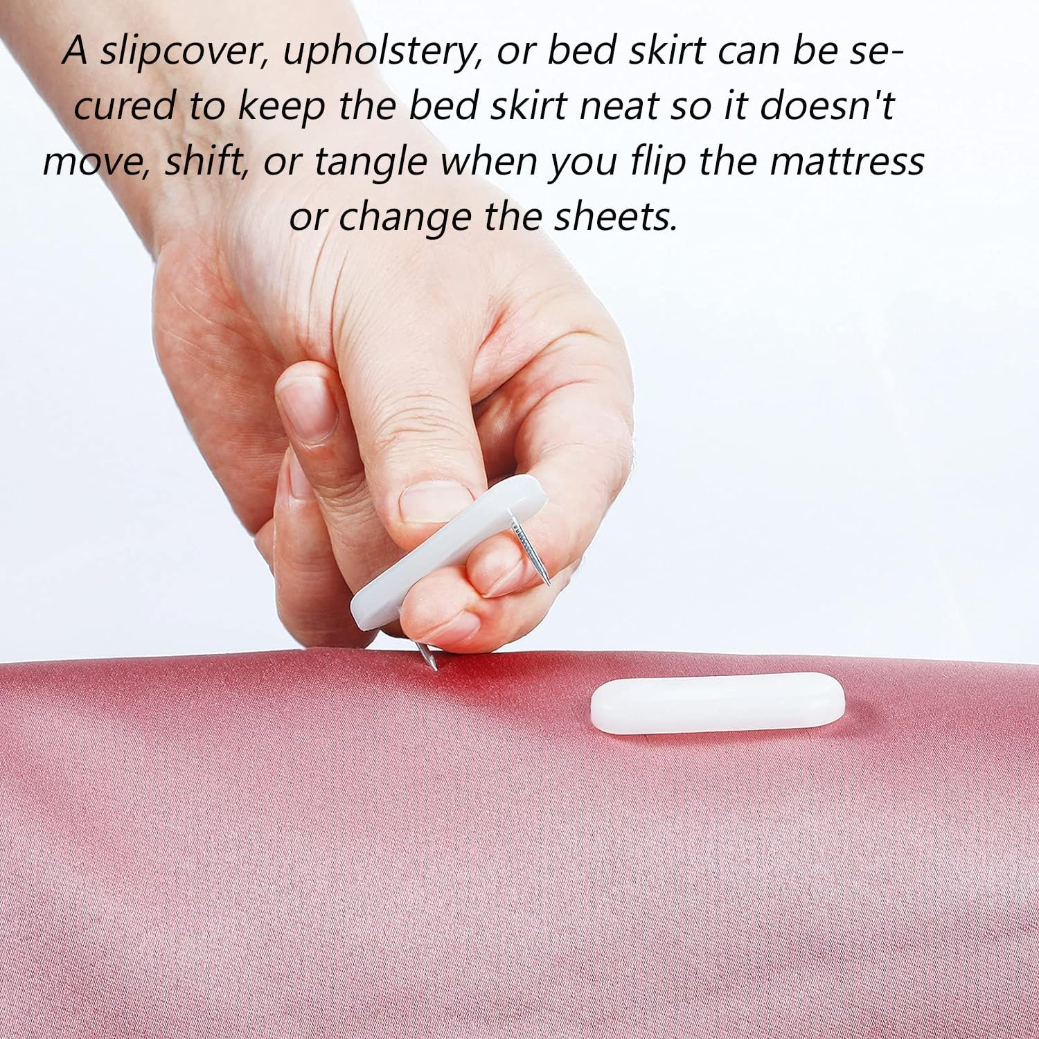 AKOAK White Bed Skirt Pins Durable Bedding Accessories for Bed Skirts and Slipcovers 20 Pack