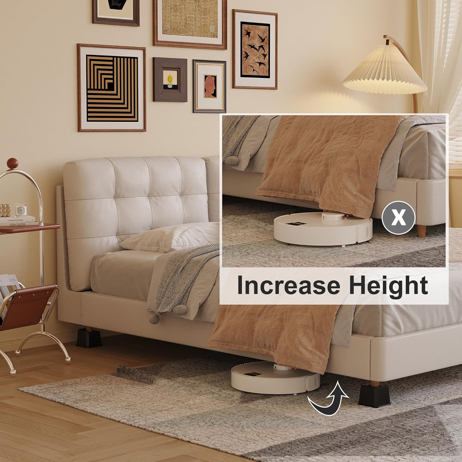 3-Inch Heavy Duty Bed Risers Set of 6 L-Shaped for Sofa Chair Desk Black Easy to Use Safe for Wood Floors