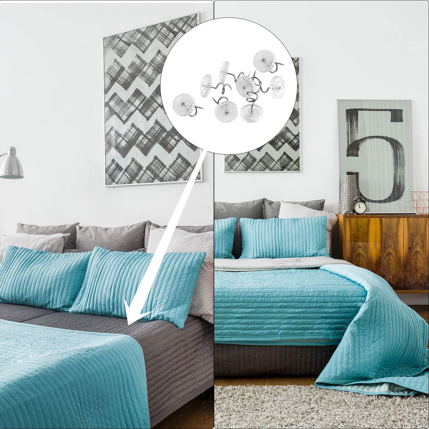 200-Piece Clear Twist Pins for Bedskirts Slipcovers Durable Nickel-Plated Steel with Storage Box