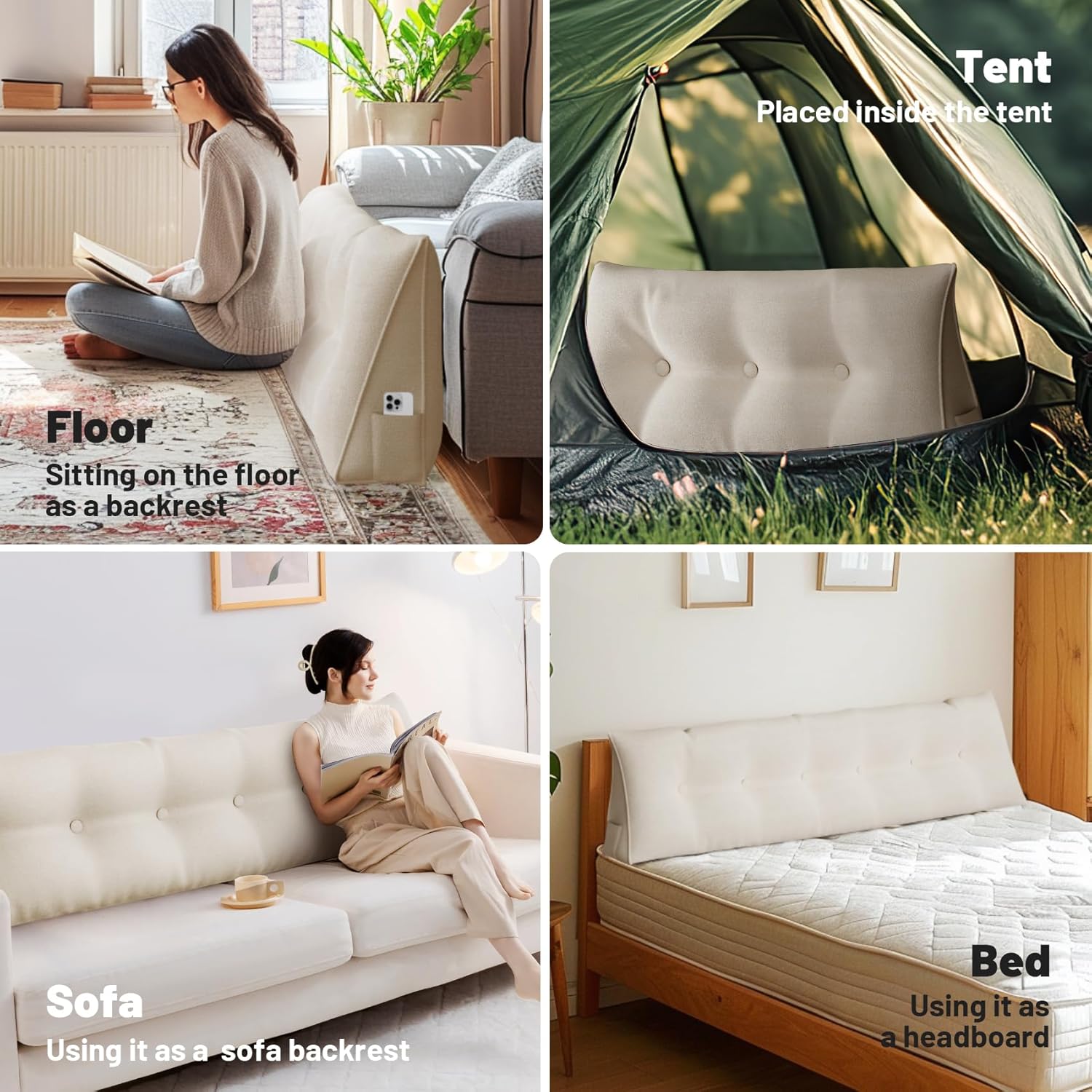 BayHomes - Custom Wedge Headboard Pillow for Sitting in Bed Ergonomic Design with Multiple Fabric Options