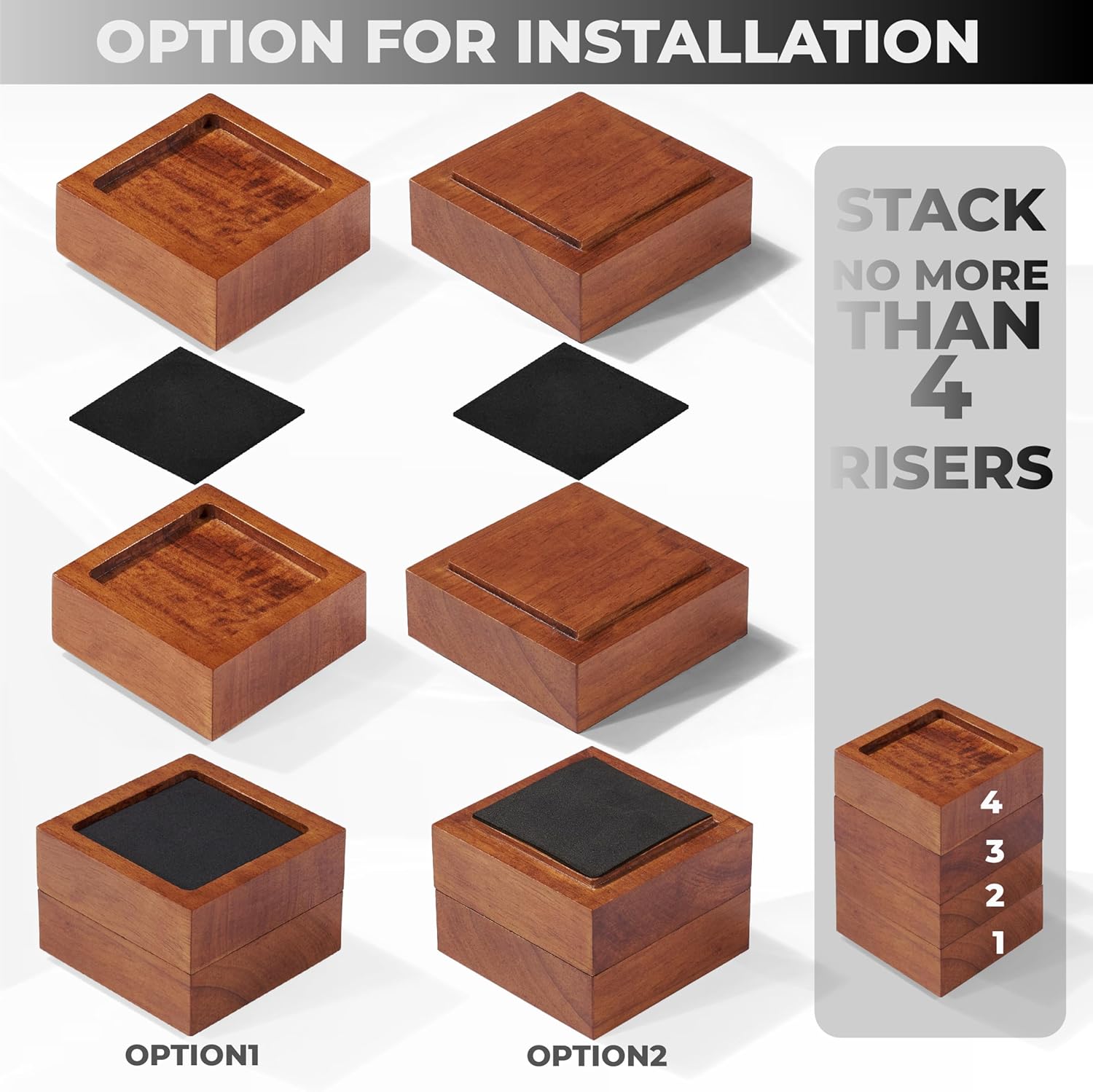 Sturdy Bed Risers 1-3 Inches for Enhanced Stability in Your Bedroom or Living Area